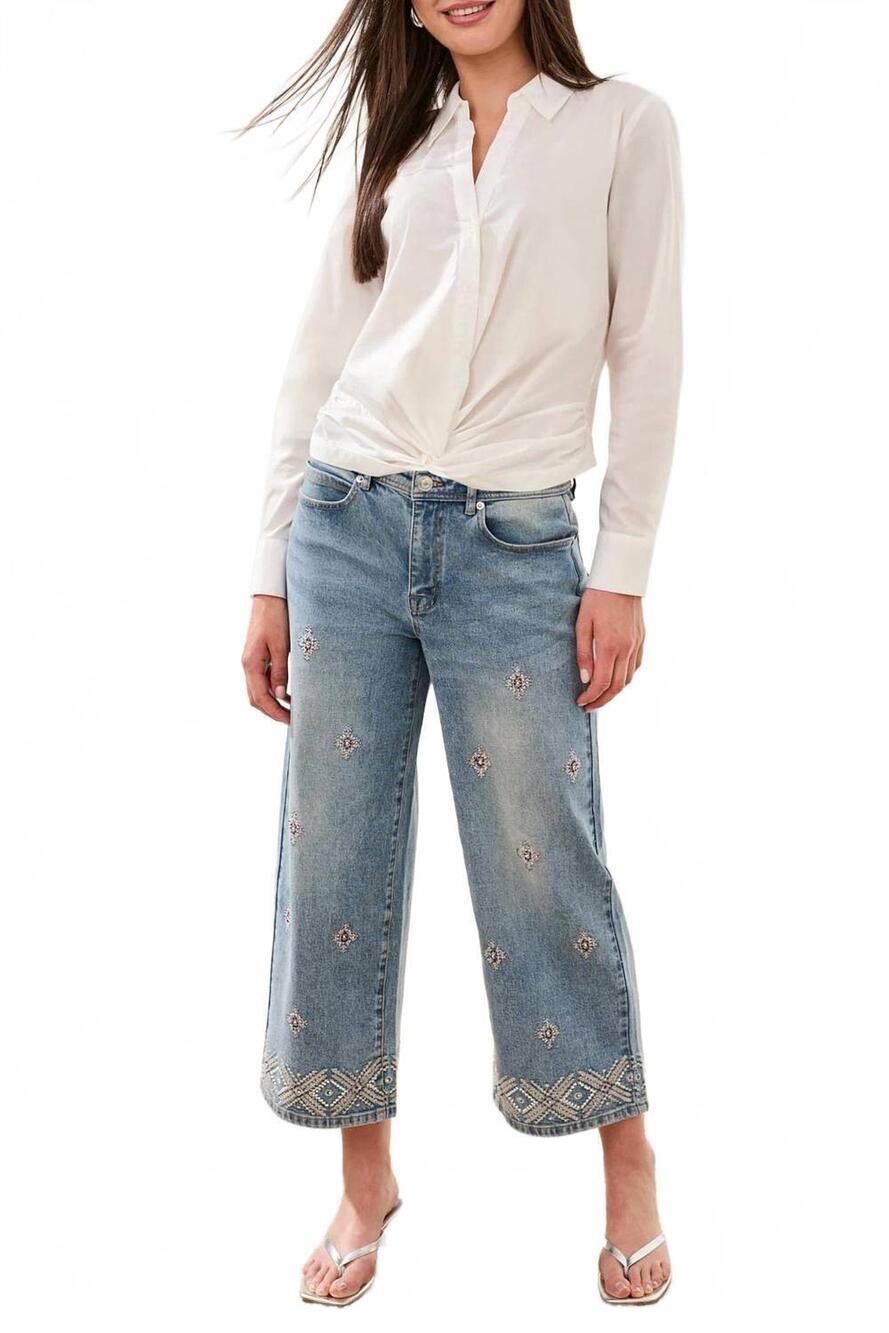 NEW TRIBAL women's audrey hugging wide crop in blue